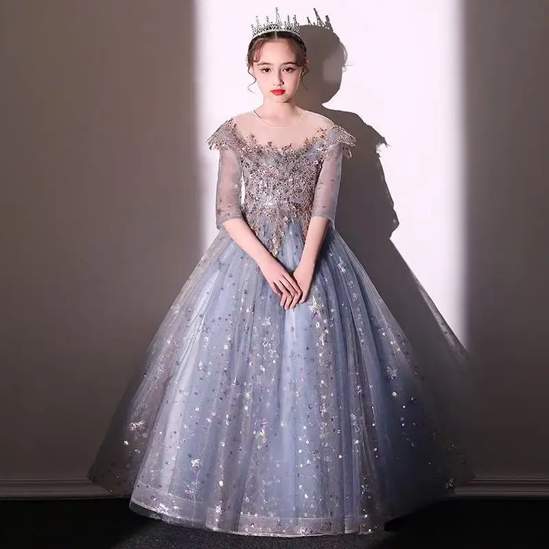 

Children's Formal Dresses 2026 Summer New Arrival Piano Performance Hostess Tulle Fairy-like Girl's Dress