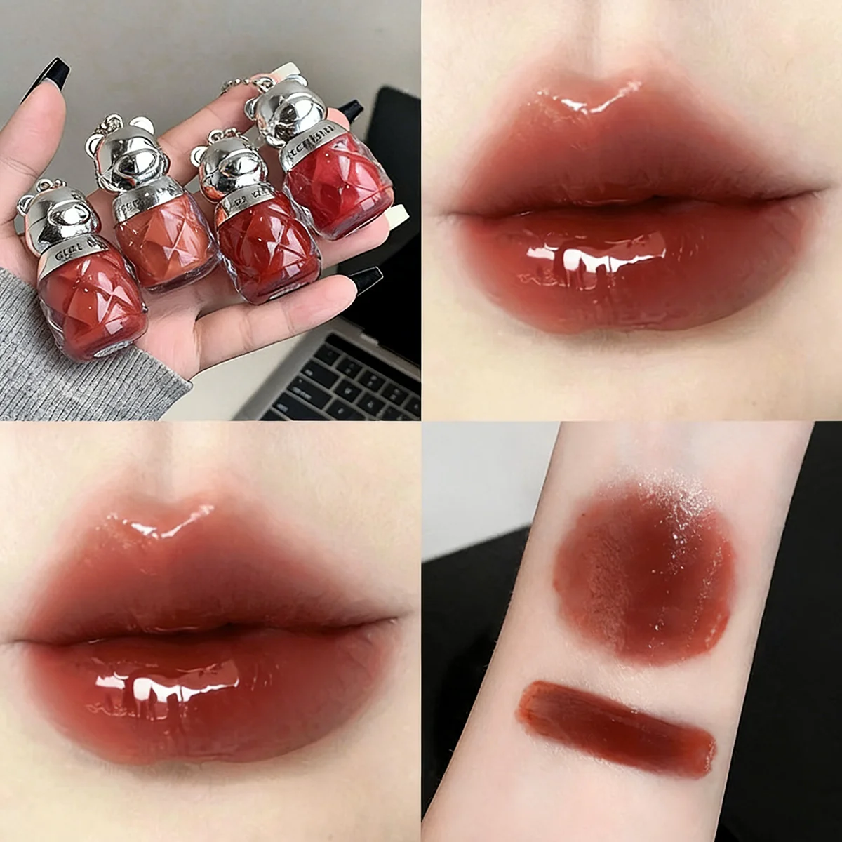 Gegebear Crystal Gloss Lip Tint — Autumn/Winter Hydrating Formula, Mirror-Gloss Finish, Youthful Plumping Effect