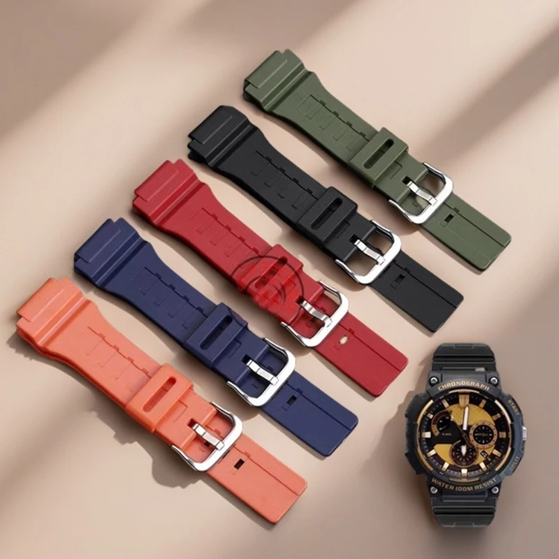 Correa de reloj de silicona de 18mm, color negro, verde, naranja, azul y rojo, para Casio MCW-200H/AE1500WH, correa de reloj deportiva de goma, accesorio para hombre
