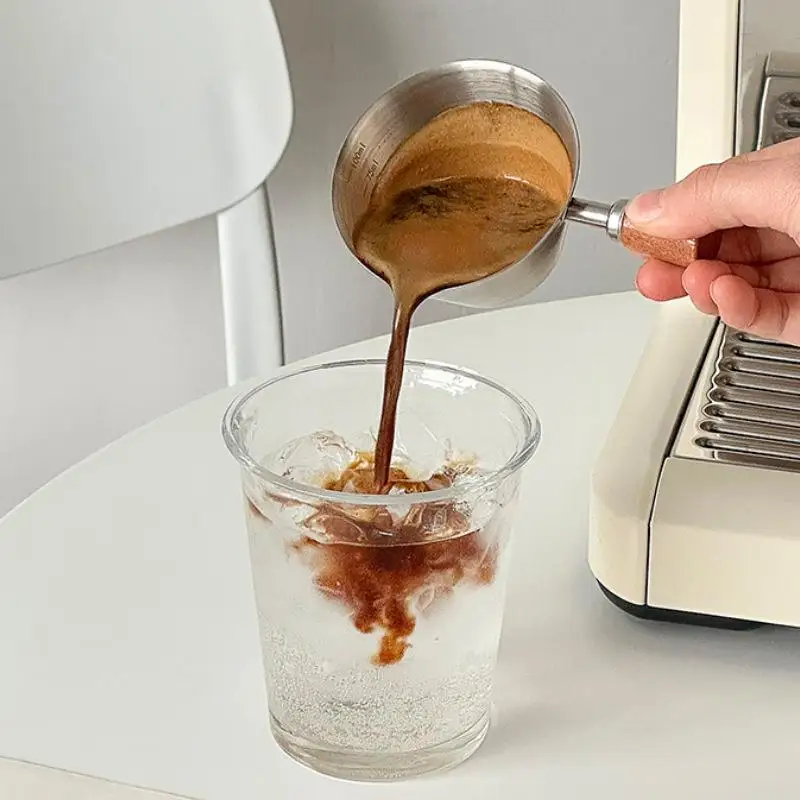 Stainless Steel Coffee Measuring Cup - 100ml Multi-Purpose Espresso & Milk Ounce Cup with Measurement Marks view 3