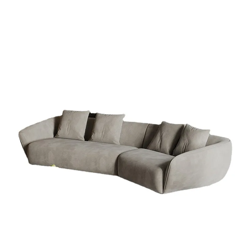 

Italian special-shaped corner, fabric sofa combination, thousand bird grid color matching, modern small apartment