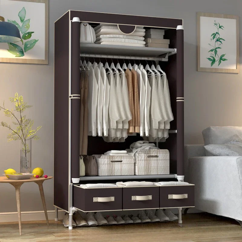 

Simple Cloth Wardrobe, Single Person Economy, Simplicity, Fashion Storage Wardrobe, 19 Pipes, 90CM, Free of 3 Storage Boxes