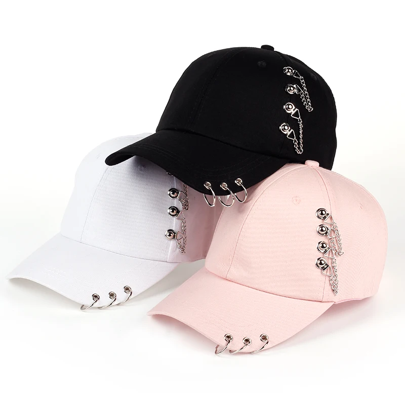 Baseball Cap With Circle Ring Snapback Hats For Women Men Unisex Hip Hop Black White Adjustable Solid Color Kpop Casual New