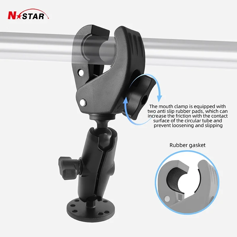 Trolling Motor Support Stabilizer Mount 1'' Ball Tough Claw Clamp Round Plate Adjustable Boat Bracket Rail Mount for 17-55mm Bar