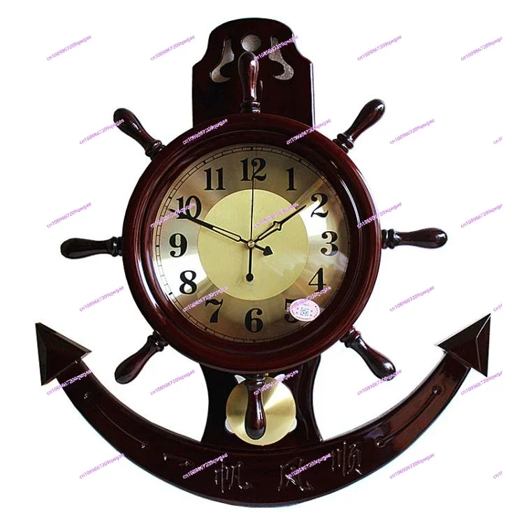 Wooden Boat Anchor, Helmsman, Clock, Living Room Wall Decoration, Wall Decoration, Ocean Clock, Office Decoration