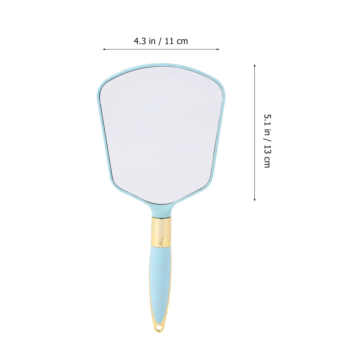 1 sztuka niebieskiego lustra z kwadratową rączką do użytku domowego i sklepowego, przezroczysta powierzchnia szkła, gładkie krawędzie, modne lusterko do makijażu do łazienki.