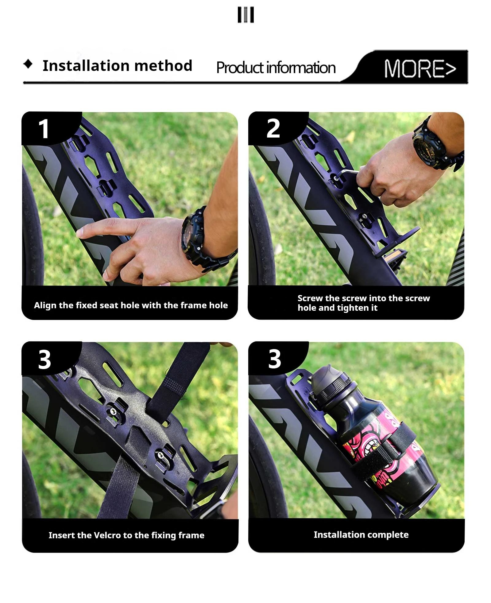 ENLEE Mountain Road Bike Taschenhalter Lnstall Multifunktions Fahrrad Audio Ständer Flasche Vorderradgabel Oberrohr Halter Fahrradtasche – Detail 10