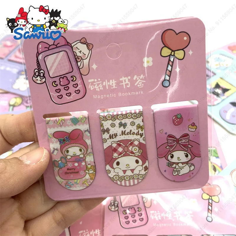 Sanrio Cartoon Big-eared Dog Melo Di Magnetic Bookmark Kulomi Double-sided Bookmark Refrigerator Sticker Pacha Dog Book Clip