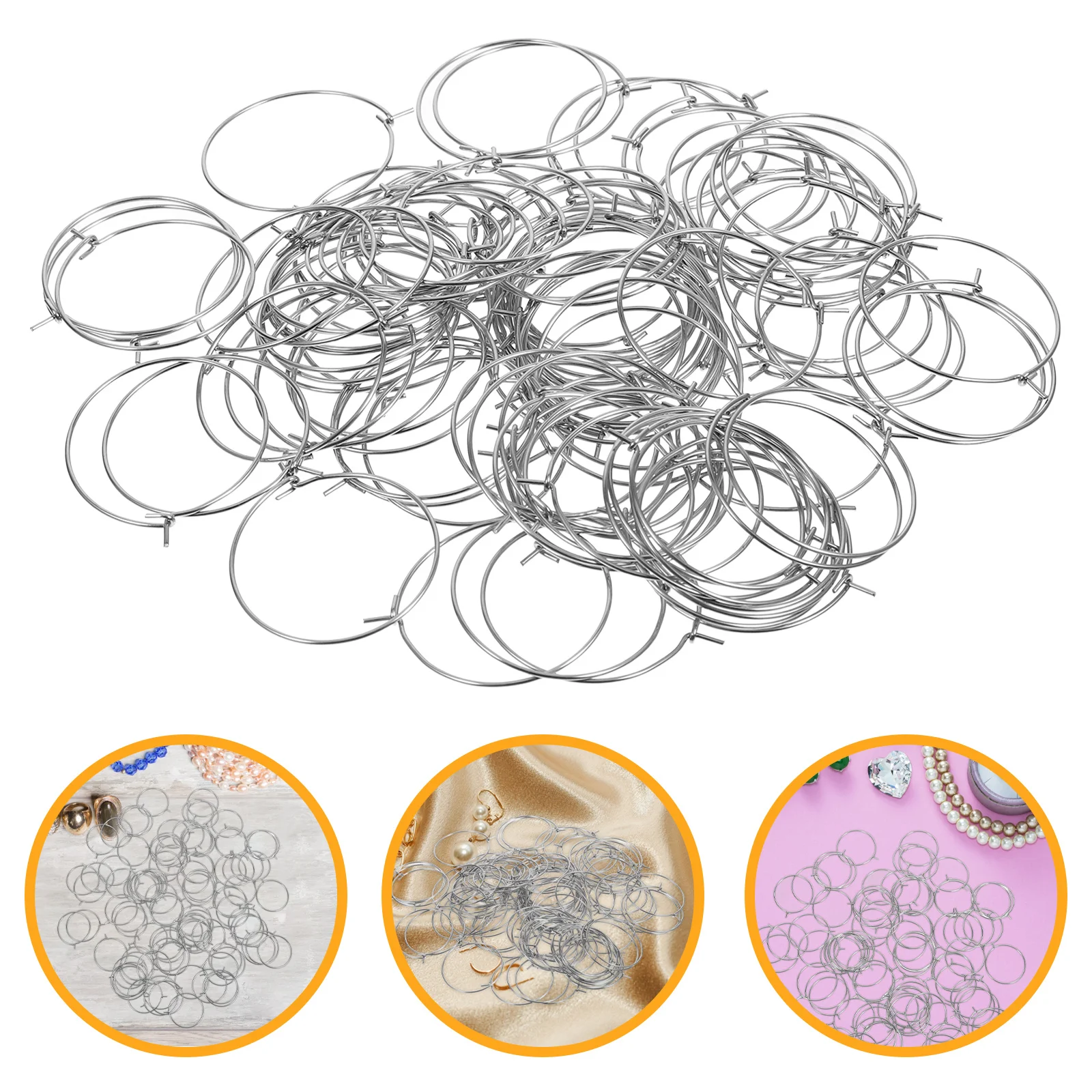 

100Pcs Earring Components Stainless Steel Jewelry Rings Stable Colorfast Secure Clasps for DIY Hoop Earrings Making Supplies