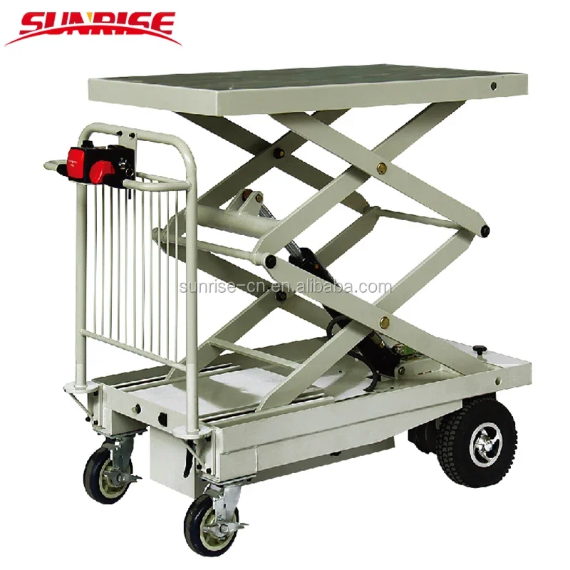 Battery Operated Scissor Lift Table Truck / Electric Table Truck