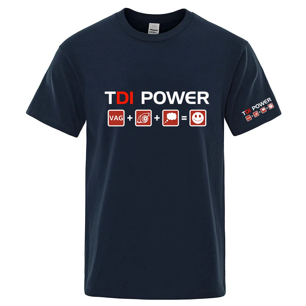 Tdi Power Vag + Turbocharger Funny Men's Summer Round-neck Short-Sleeved T-Shirt - Lightweight and Breathable Fabric