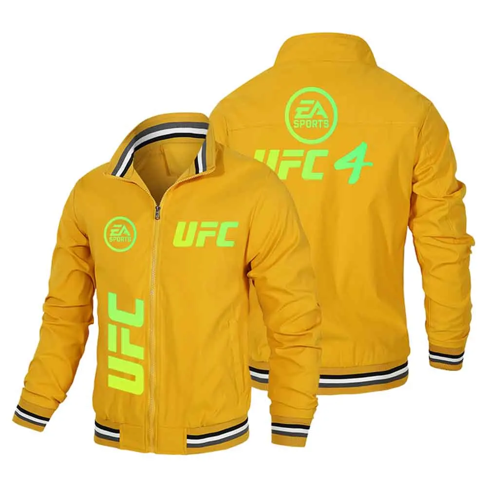 

New UFC Men's Jacket Men's Pocket Casual Spring and Autumn UFC Fighting Competition Zipper Jacket Sportswear Outdoor Car Jacket