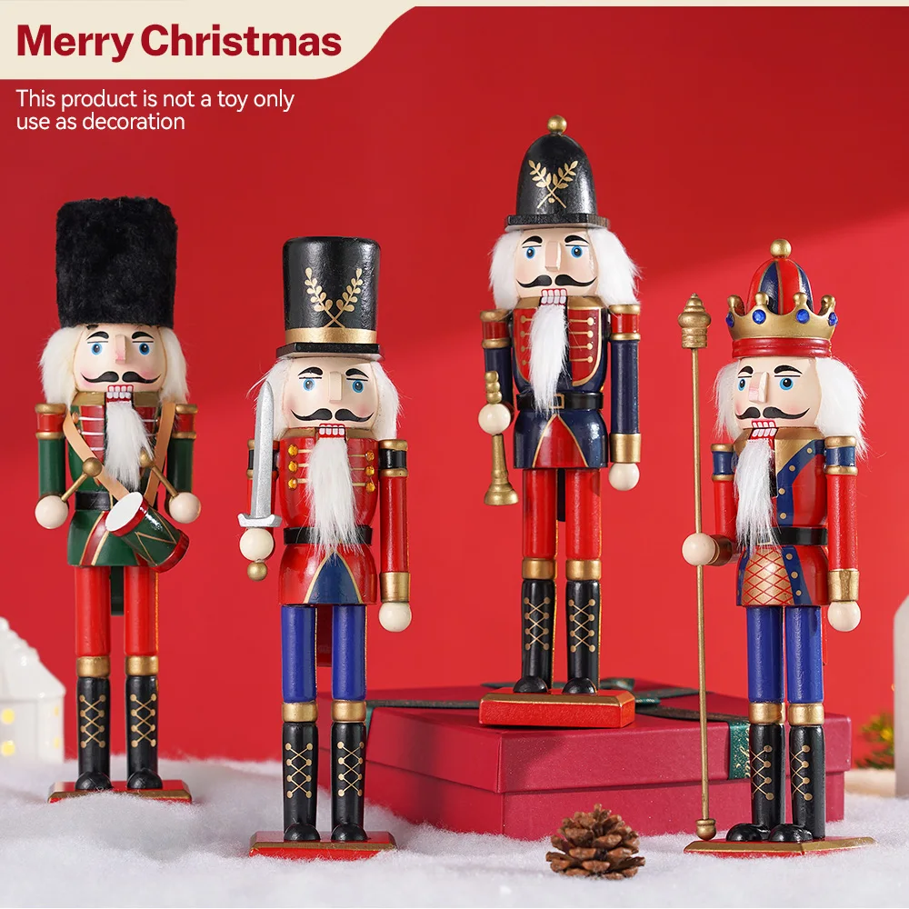 

1/4pcs 30cm Nutcracker puppet Soldier Decoration display Gift Christmas Walnut people crafts display for home Ornament Desktop