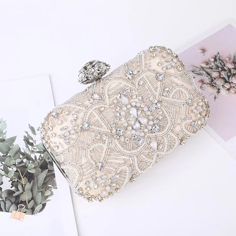 New Women\'s Handheld Bag with European and American Style Diamond Embedding Party Evening Dress Bag Bridesmaid Storage Bag