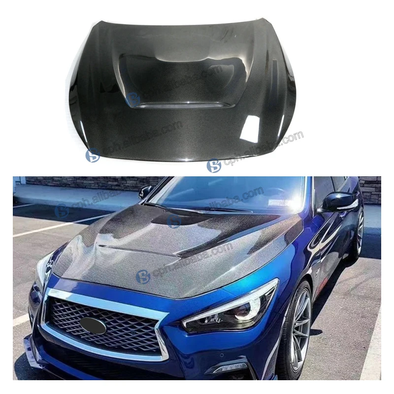 

Car Exterior Modification Part GTS Style Vented Q50 Carbon Fiber Hood for Infiniti Q50 2014 2015 016 2017 2018 Bonnet