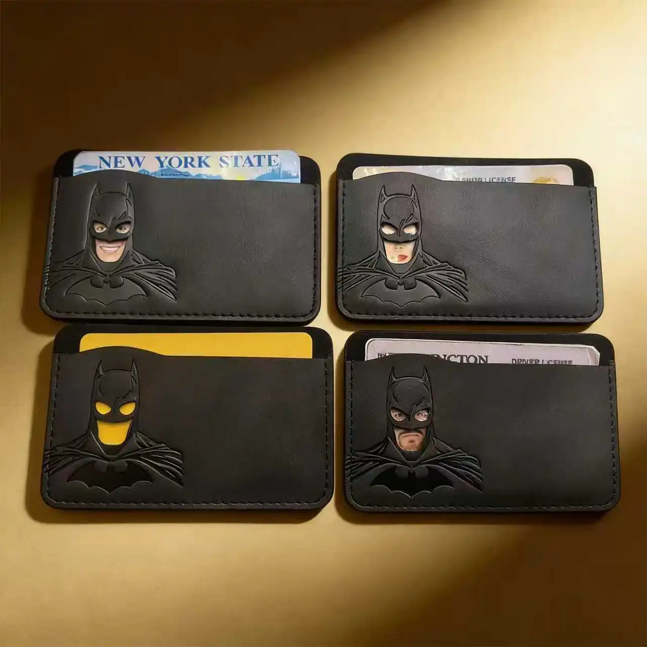 Porta-cartões de couro personalizado com design de máscara de herói, carteira de viagem, estojo para cartão de identidade, escolha de presente perfeita