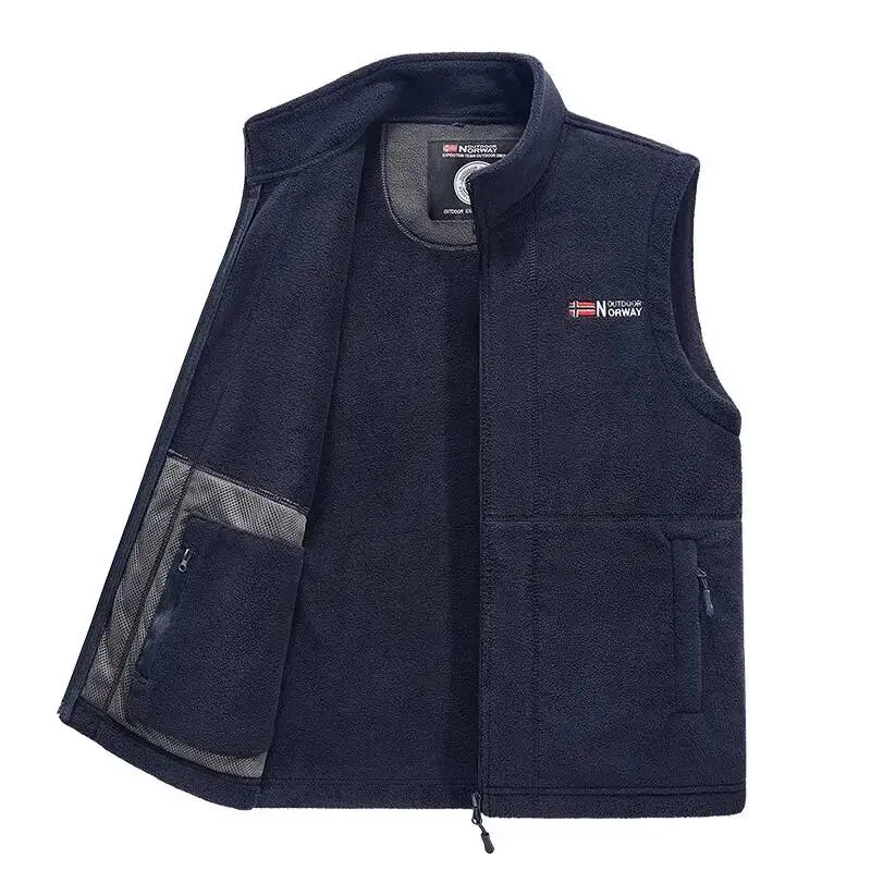 

Outerwear Polar Fleece Vest Men Autumn Winter Solid Color Thicken Warm Vests Man Outdoor Casual Fashion Hiking Sportswear Male