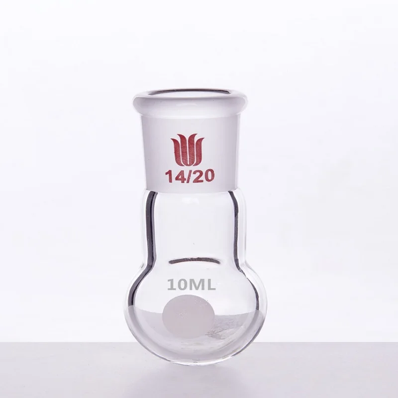 SYNTHWARE-botella de bola de fondo redondo de un solo Cuello, articulación 14/20, capacidad de 5mL-500mL, frasco de vidrio de borosilicato, F301