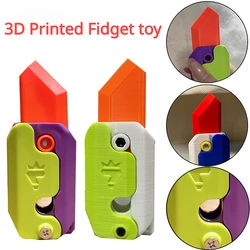 New 3D Printed Fidget toy Carrot Gravity Knife Toy 3D Printing Plastic Radish Knife Model Student Decompression Push Card Toy