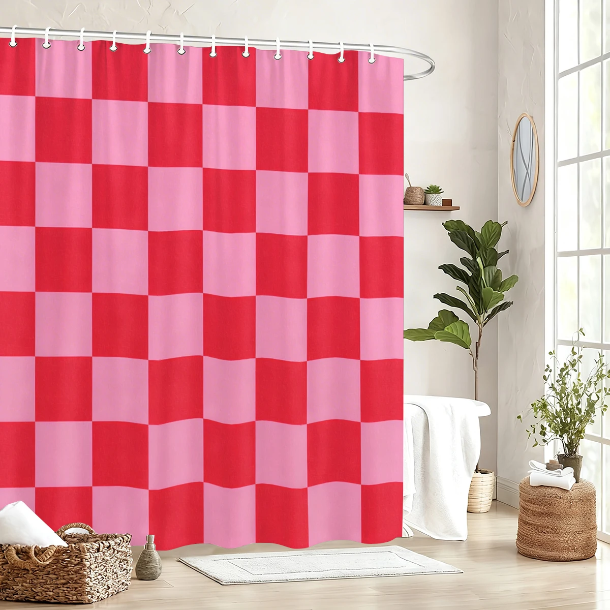 Printed Polyester Shower Curtain - Stylish Bathroom Decorative Curtain, Chic Bathtub Partition Polyester For Home
