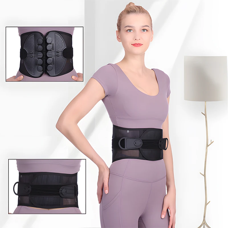 

Dual Pulley Lumbar Support Waist Brace Relieve Lower Back Pain Breathable Design for Herniated Disc Posture Spine Support