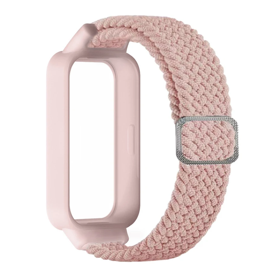 Case + nylon gevlochten band voor Redmi Band 3 voor Xiaomi Band 9 Actieve metalen gesp Band Correa Horlogebanden Armband