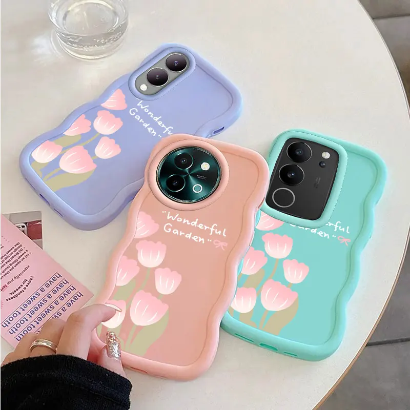 Flower Fashion Phone Case For VIVO V25 V27 V27E V29 V29E V30 Y02 Y02S Y03 Y15S Y17S Y21 Y22S Y36 Y38 Y78 Y100 5G Soft Case Shell