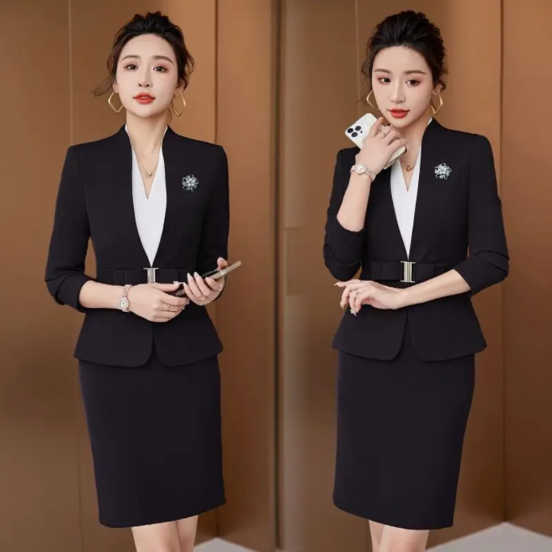 Formal Office Pant Suit For Womens Blazers Pant Set Long Sleeve Uniform Elegant Feminino Business Formal Work Suit oversize 3XL