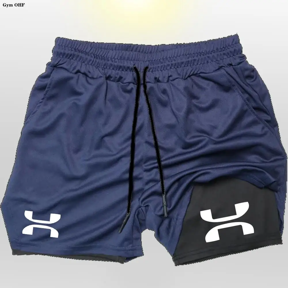 شورت رجالي سريع الجفاف ، ملابس رياضية مزدوجة السطح ، لياقة بدنية رياضية ، تمرين ، بنطال ساخن ، بنطال رياضي لتدريب الذكور ، U-n 2 في 1 #4