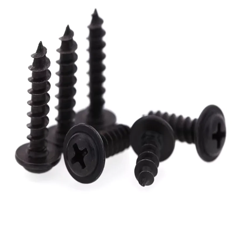 20-100pcs PWA M1.2  M1.4 M1.7 M2 M2.3 M2.6 M3 M4 Round Head Carbon Steel Screws Self-tapping Screws Black Padded