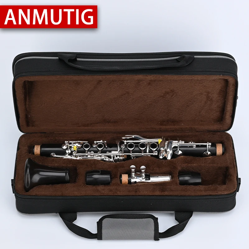 ANMUTIG Clarinet Eb Ebony Silver Plated Key Wood Instrument