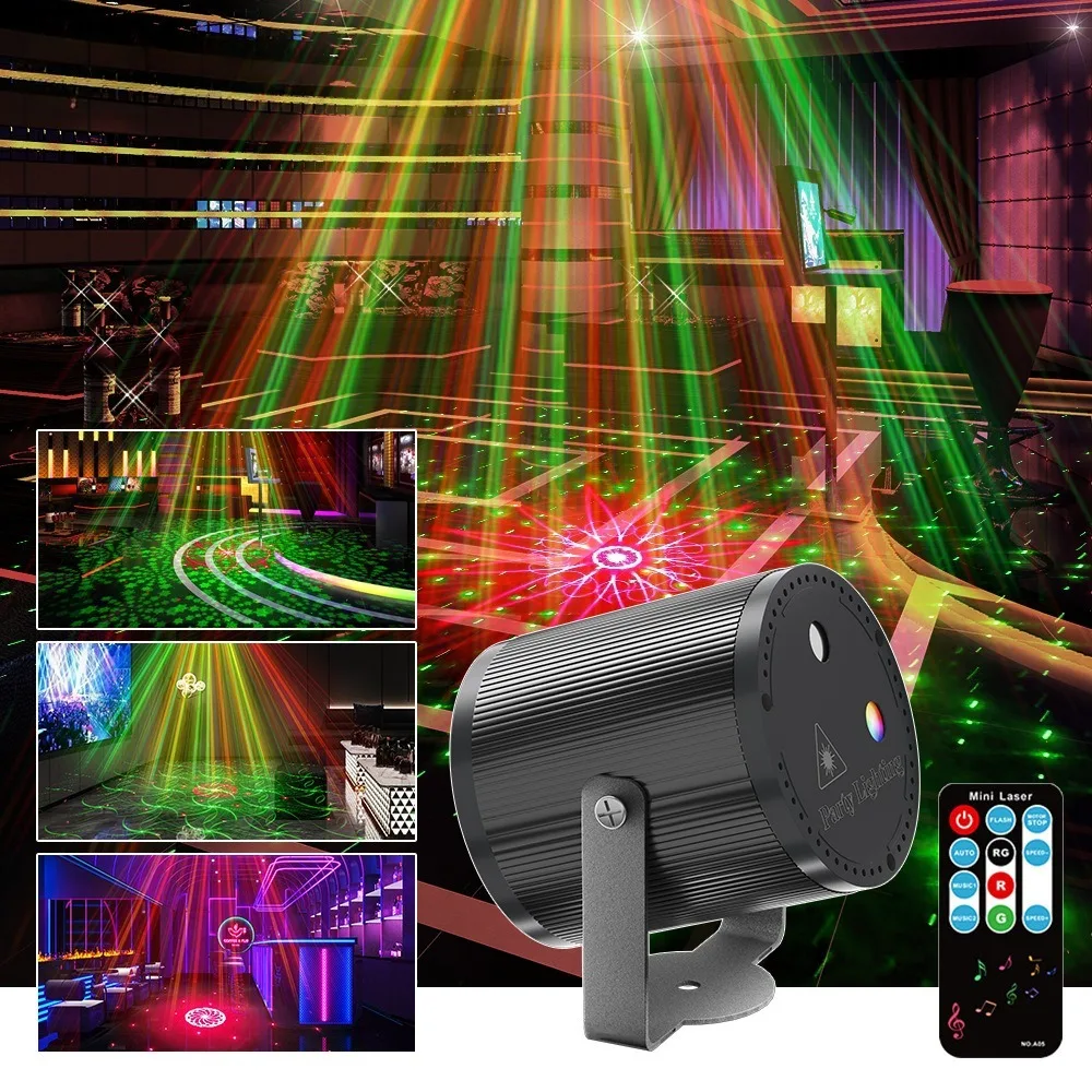 

Red and Green Laser Stage Light Voice-activated Remote Control KTV Colorful Rotating Flash Laser Party Atmosphere