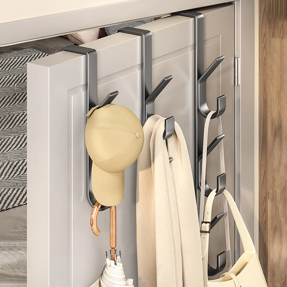 Strong Metal Door Hook Coat Rack - Easy Install Space Saving Design for Bedroom Clothes Hats Bags Organizer image 6