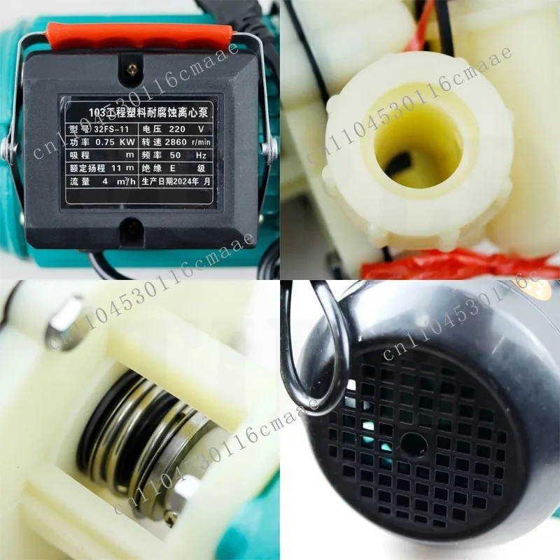 

Химический насос 750 Вт, электрический самовсасывающий центробежный канализационный насос, 220 В, 380 В, устойчивый к щелочам, промышленные пластиковые погружные насосы