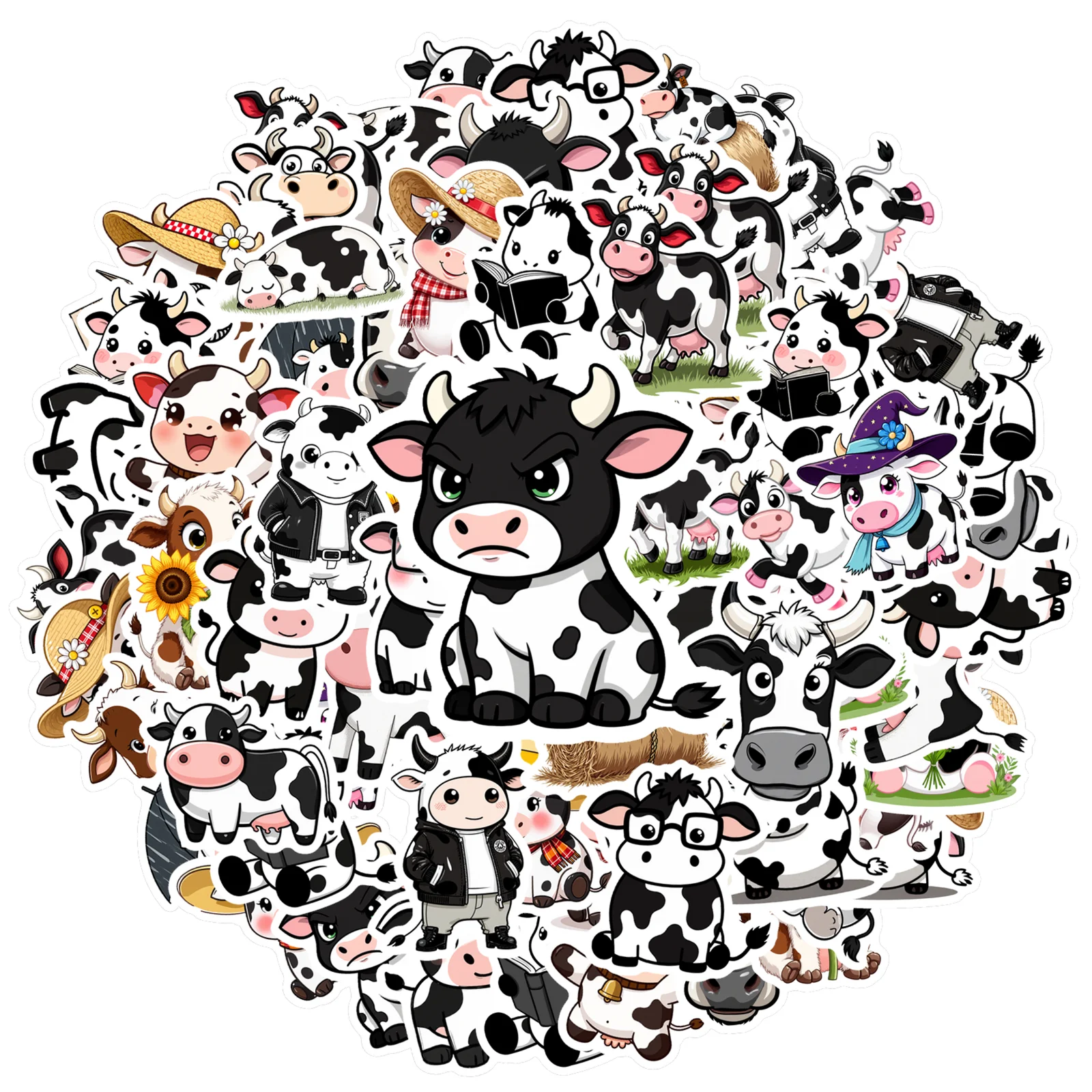 35pcs Cartoon Cute Stickers Soft Cow DIY Stickers  Stickers For Suitcase Fridge Phone Luggage Laptop Guitar Car Sticker