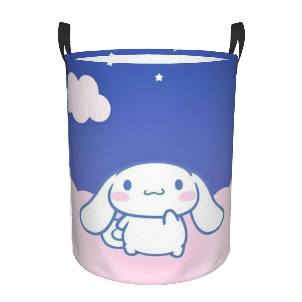 

Breathable Round Laundry Hamper Cinnamoroll Single-Layer Dirty Clothes Basket with Easy-Care Fabric for Home Organization