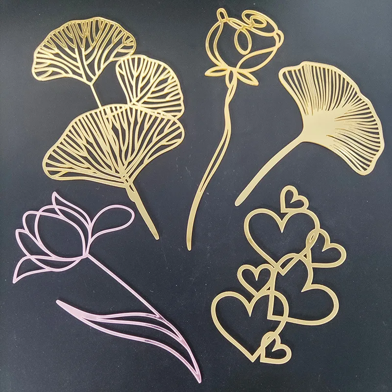 Ginkgo Leaves Happy Birthday Cake Topper Decoration Gold Acrylic for Kids Birthday Party Cake Topper Baking Supplies Baby Shower