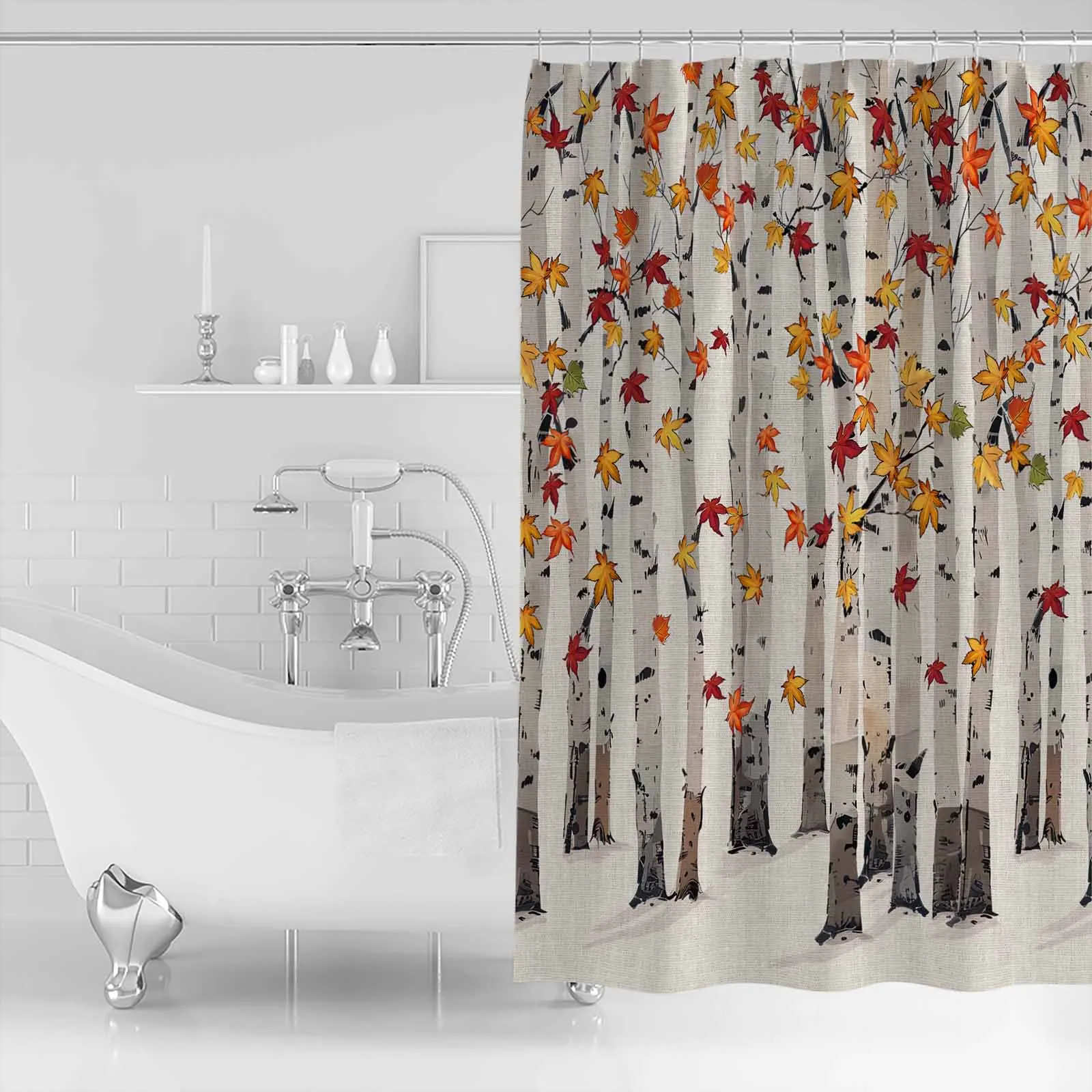 Leaves Watercolor Hand Painted Shower Curtains Waterproof Bath Curtains Home Decor Modern Luxury Bathroom Curtain