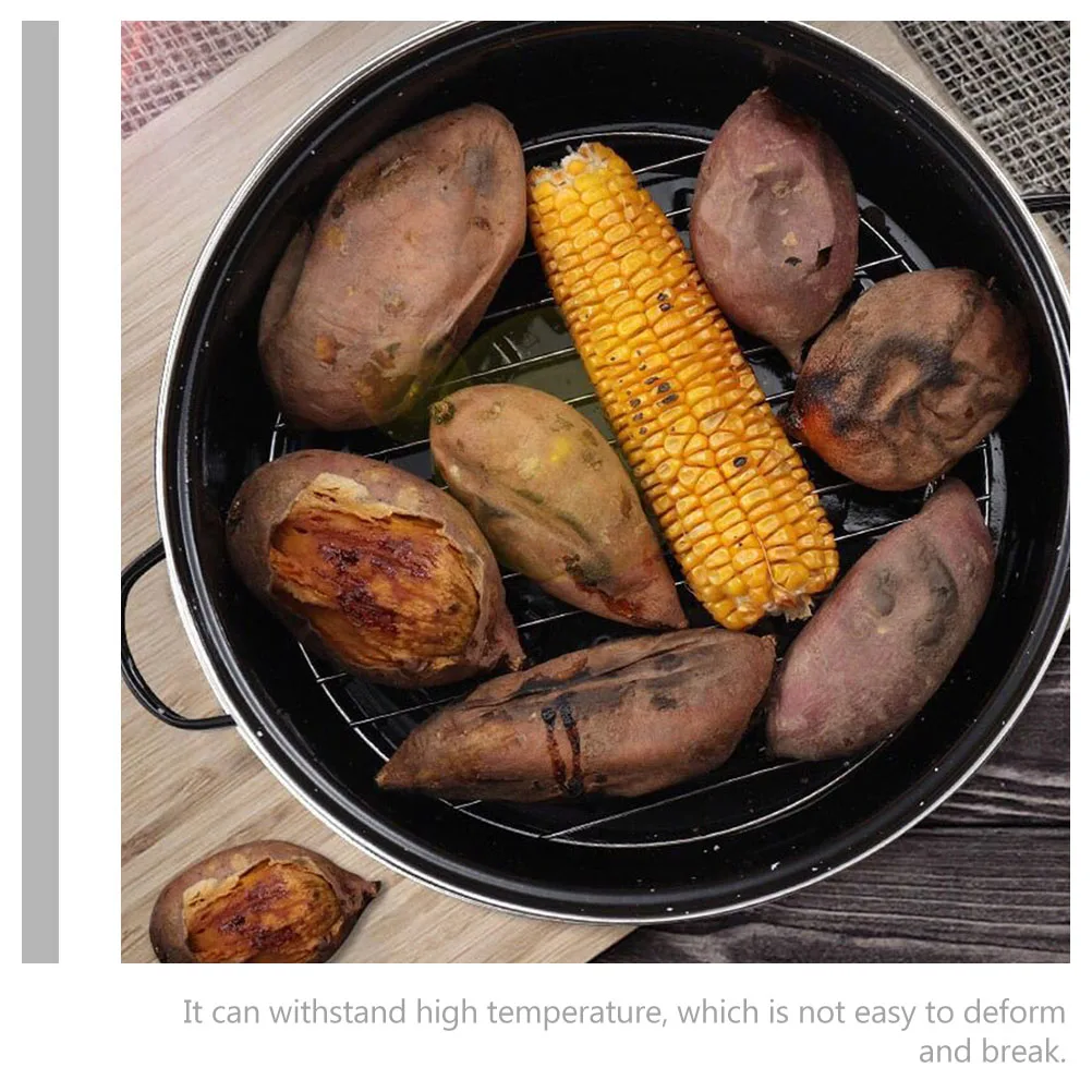 

Double Handle Cast Iron Roasting Pan Sweet Potato Pot Multi-Function Cooking Pot Household Barbecue Pan High Temperature