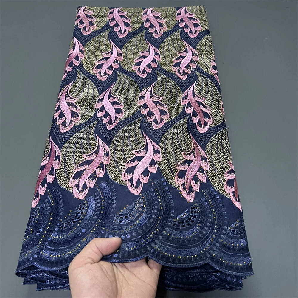 

2025 африканский нигерийский тюль, кружевная ткань для шитья платья, высокое качество, дамасский хлопок, чистая вышивка, свадебная вечеринка, hz1381 5 ярдов
