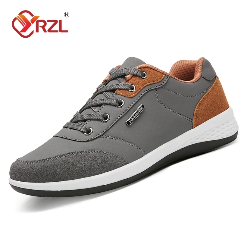 

YRZL Men Shoes Spring Autumn Waterproof Walking Sneakers Leisure Male Leather Sports Shoes Non-Slip Footwear Tennis for Men