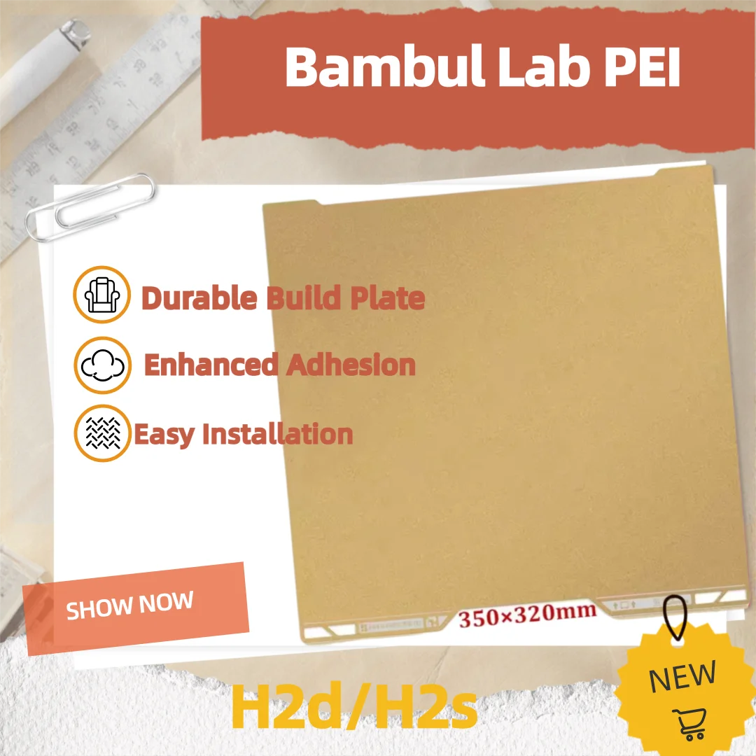 Bambul Lab H2d/H2s PEI Build Plate 355x346mm Double Sided Can Use Textured PEI Spring Steel Sheet Bambulab H2d Parts Heat Bed