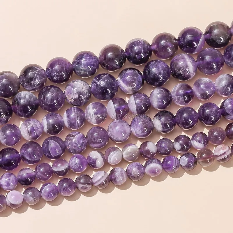 Natürliche dunkel violette Traum Amethyste Perlen lose Abstand halter 4 6 8 10 12mm Heils tein für Schmuck machen DIY Armband Zubehör – Detail 4