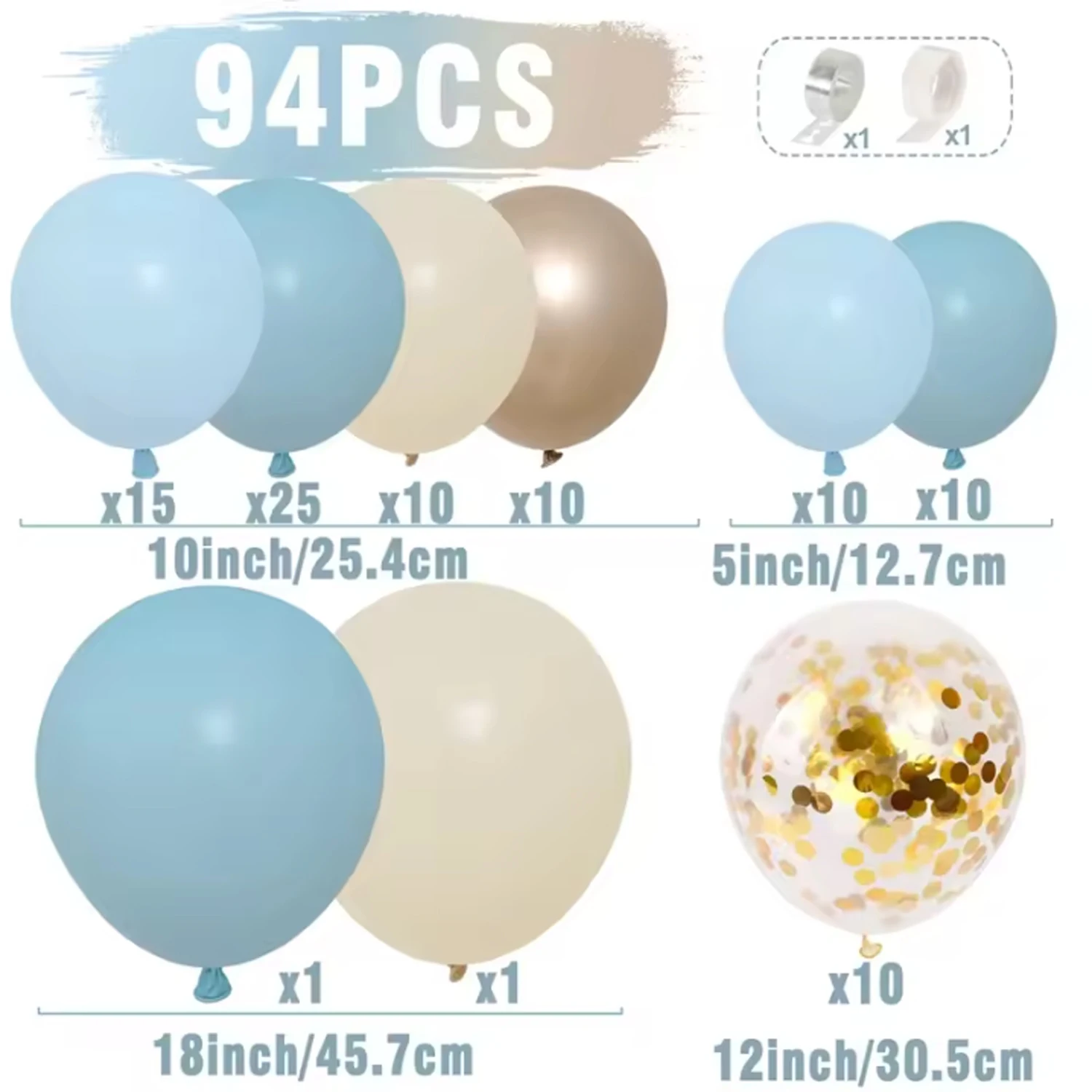 Dusty Blue Balloons Arch Garland Sand White Metallic Gold Dusty Slate Fog Bridal Shower Birthday Party Decorations for Boy