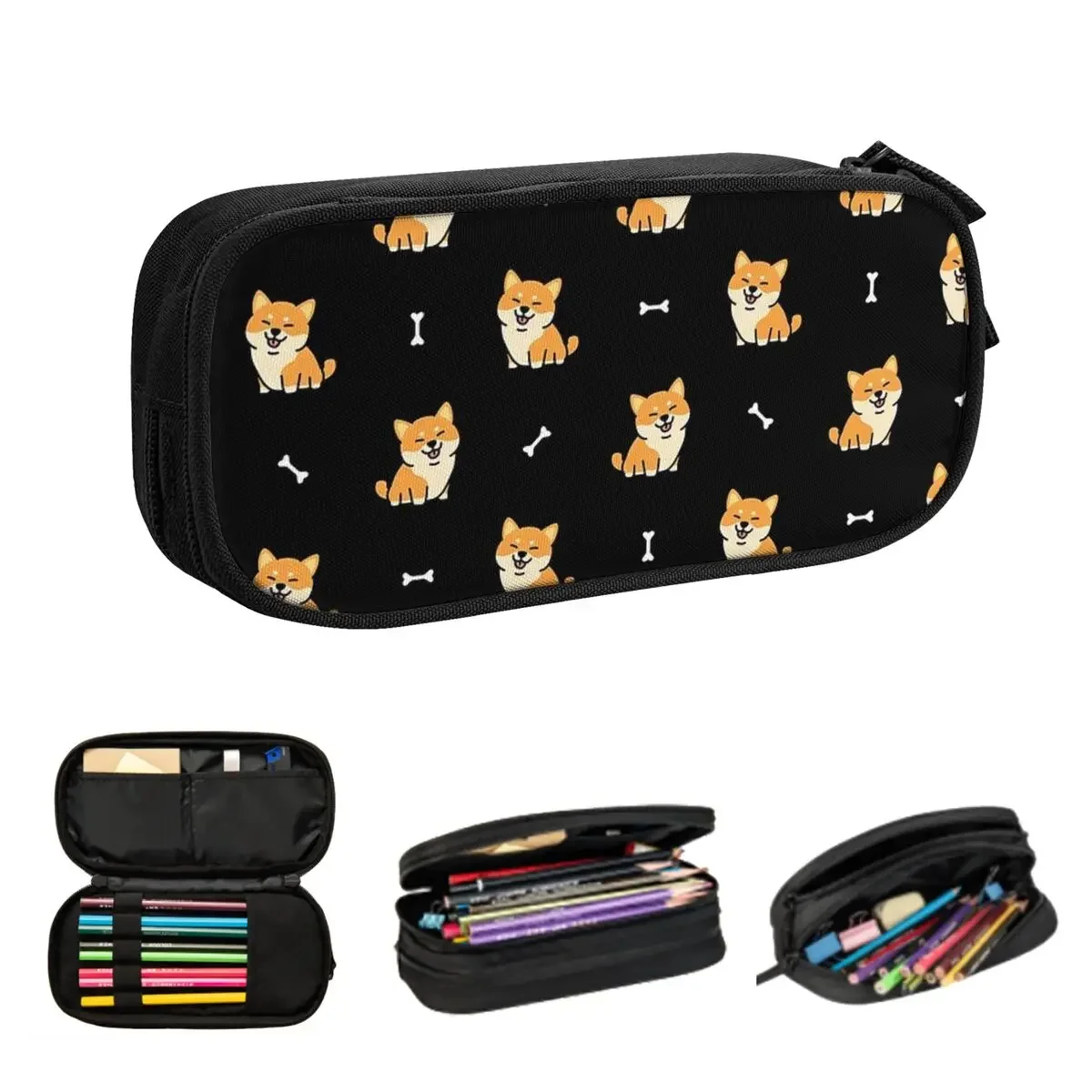 

Shiba Inu Pattern Pencil Cases Large Storage Pen Bags Pen Box Pencil Pouch For Boys Girls Students Stationery School Office