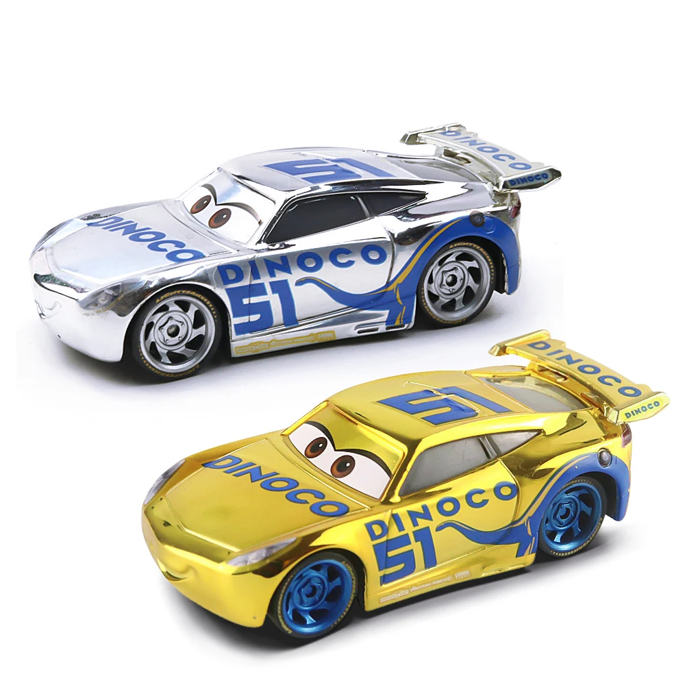 Disney Cars 3 NO.51 Piston Cup Racer, versión chapada en oro y plata, modelo de aleación Cruz Ramirez, coches de juguete para niños