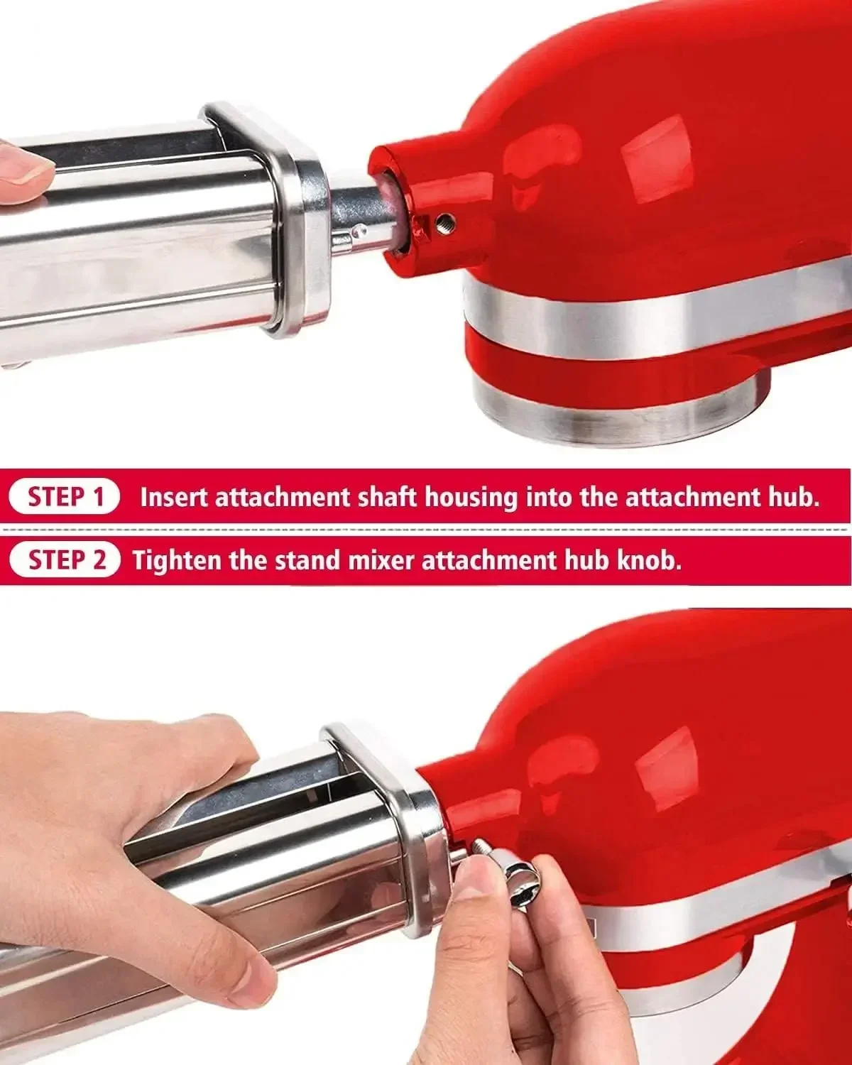 2024 new Stainless steel 2 in 1 Pasta Maker Attachment for all KitchenAid, Included Pasta Sheet Roller, Spaghetti Cutter