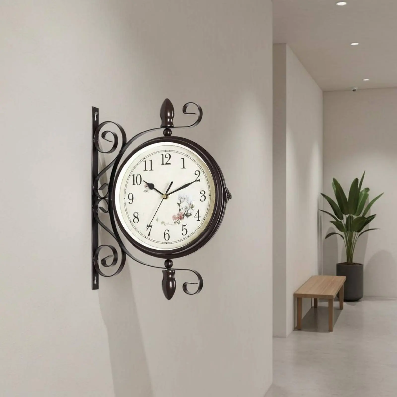 Double Sided Hanging Timepiece Easy to Clean Vintage Double Sided Timepiece