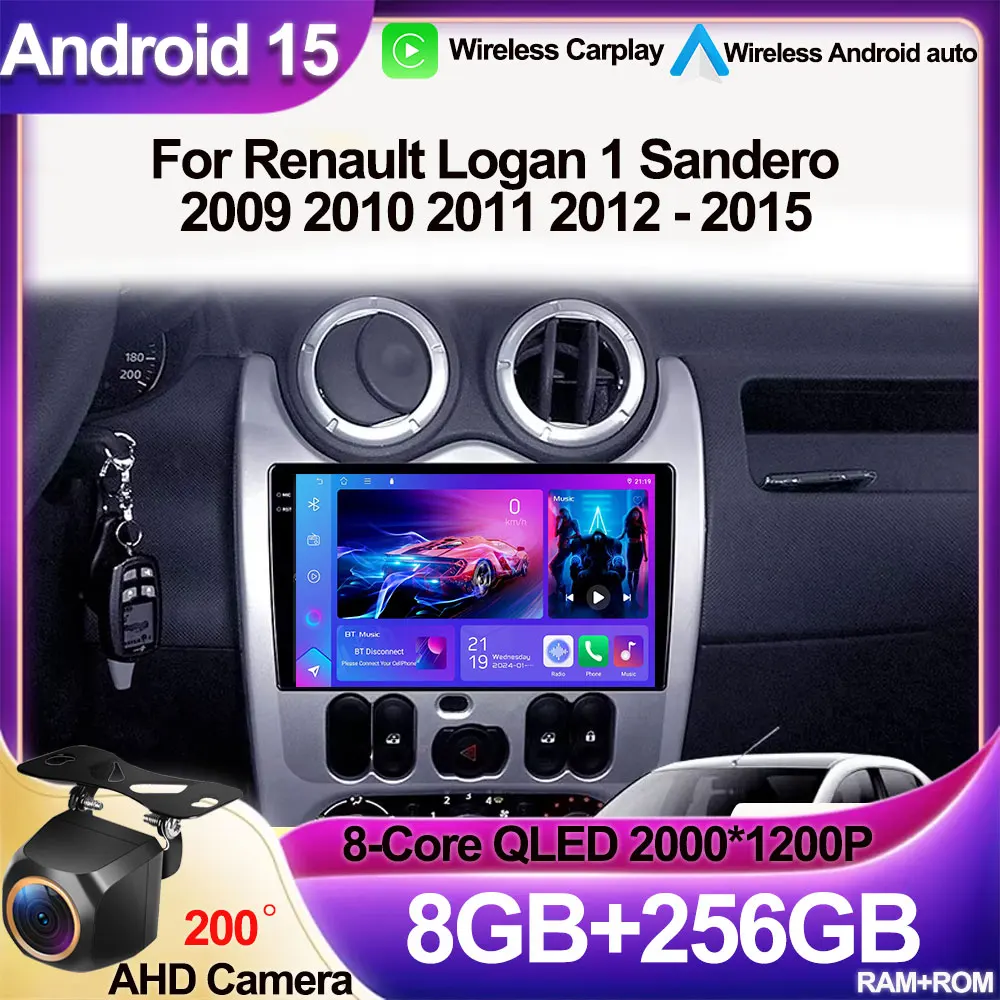 

Android 15 For Renault Logan 1 Sandero 2009 2010 2011 2012 - 2015 Largus Dacia Duster Car Radio Multimedia Player Carplay Stereo
