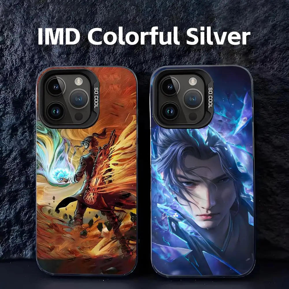 Горячий аниме «Битва сквозь небес» Чехол для телефона IMD Colorful Silver Подходит мягкий чехол для iPhone 16, 15, 14, 13, 12, 11 XS Pro Max